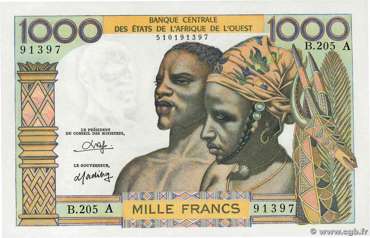 1000 Francs STATI AMERICANI AFRICANI  1980 P.103An q.FDC