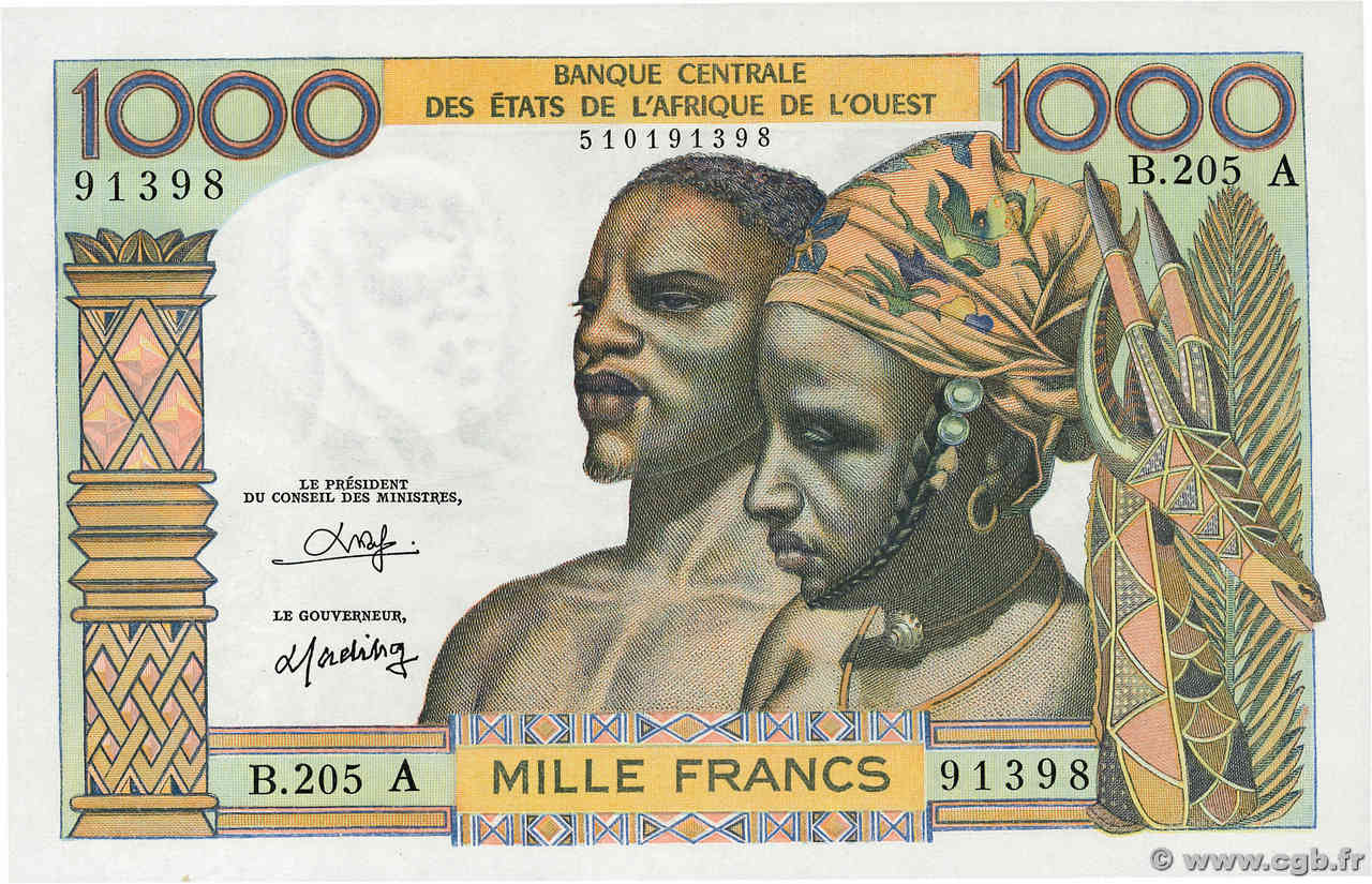 1000 Francs WEST AFRIKANISCHE STAATEN  1980 P.103An fST+