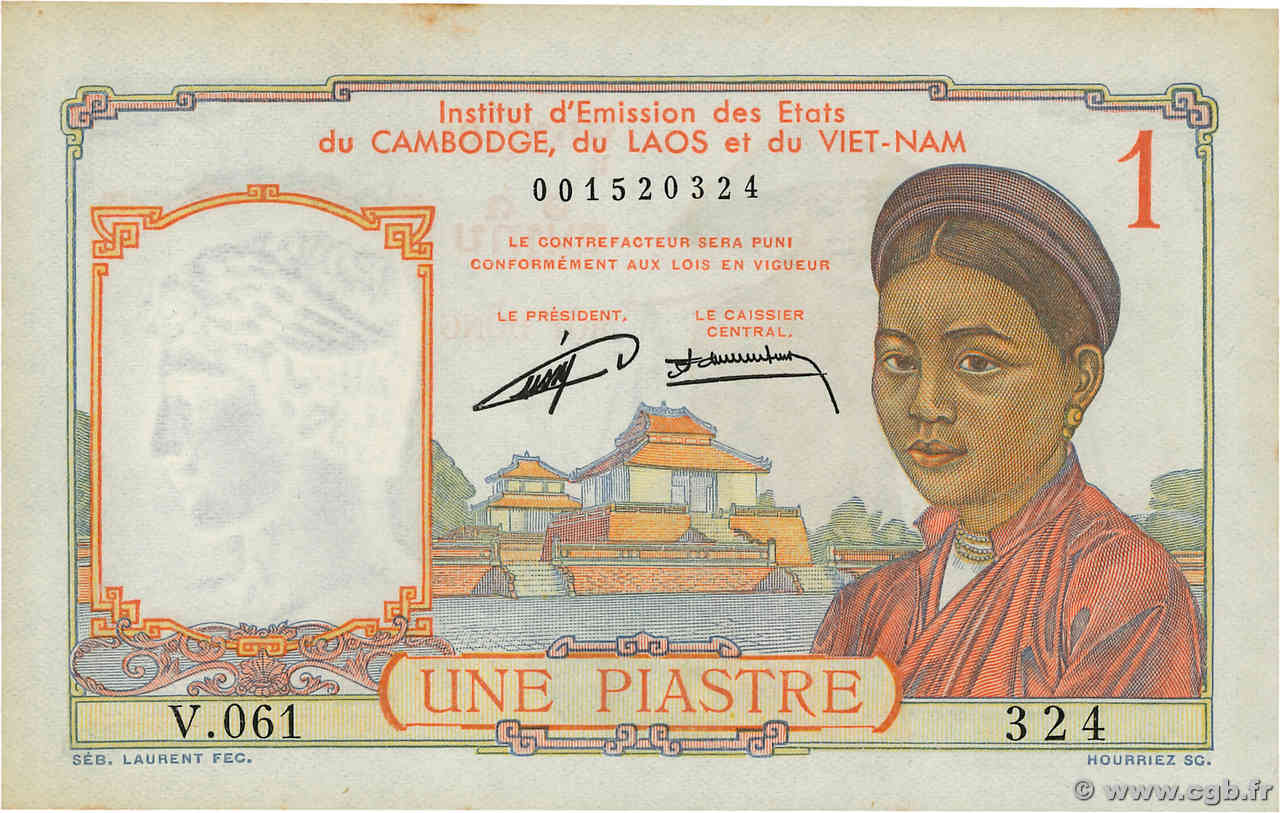 1 Piastre INDOCHINE FRANÇAISE  1953 P.092 pr.NEUF