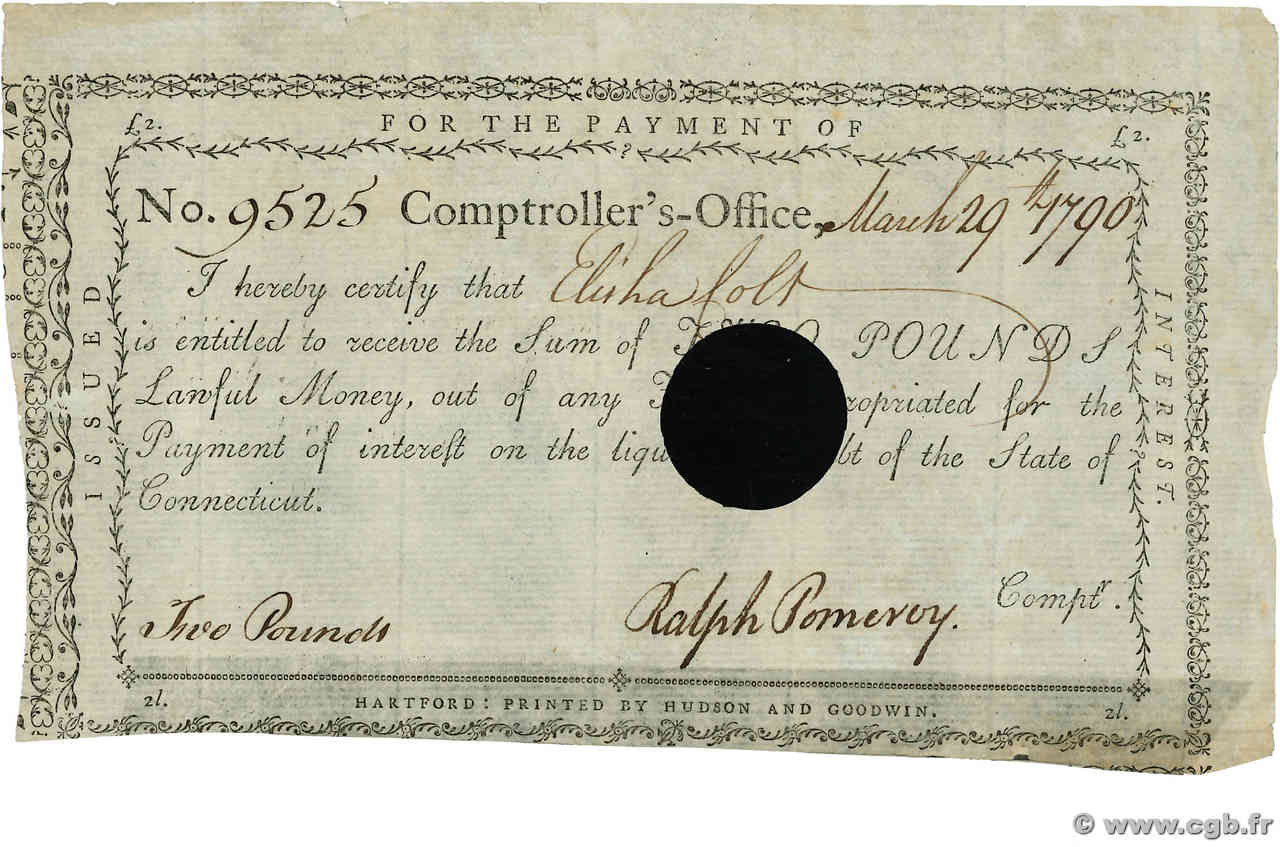 2 Pounds Annulé ÉTATS-UNIS D AMÉRIQUE  1790  TTB+