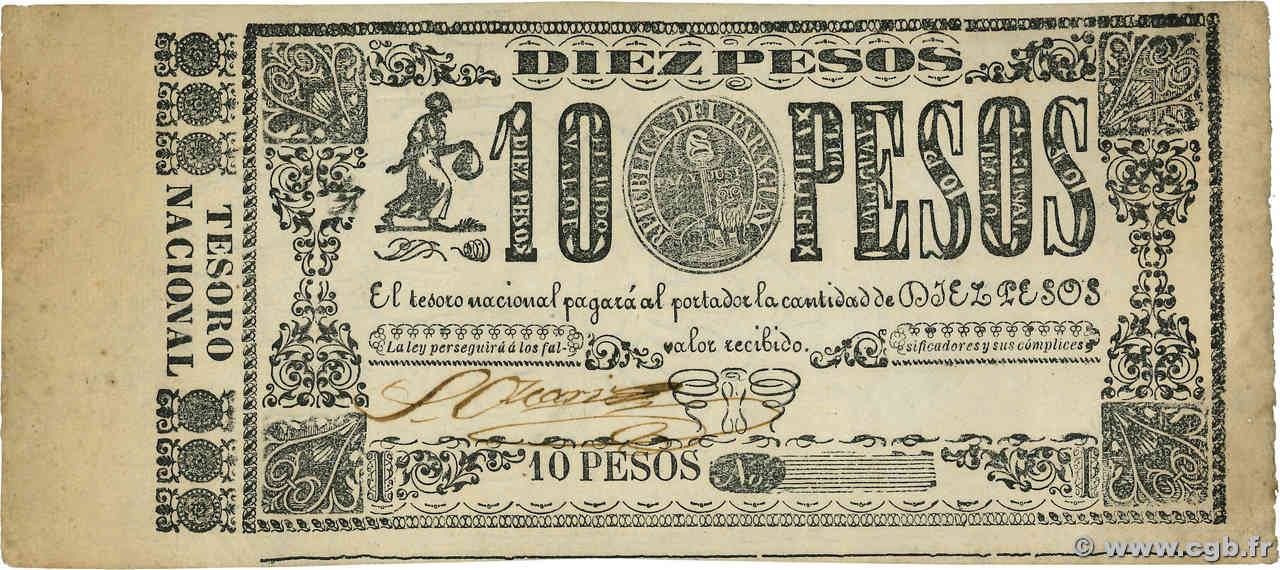 10 Pesos Non émis PARAGUAY  1865 P.030 AU