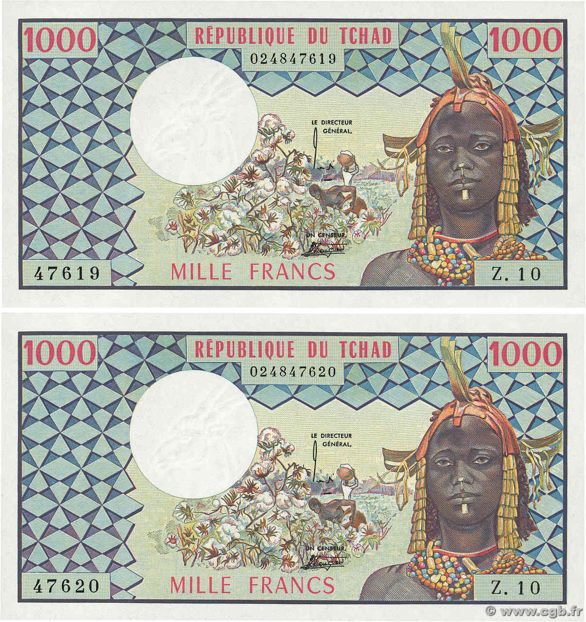 1000 Francs Consécutifs CHAD  1978 P.03b FDC