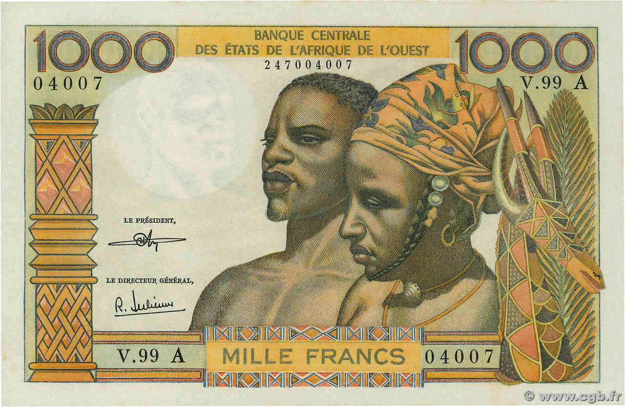 1000 Francs ÉTATS DE L AFRIQUE DE L OUEST  1972 P.103Ai NEUF