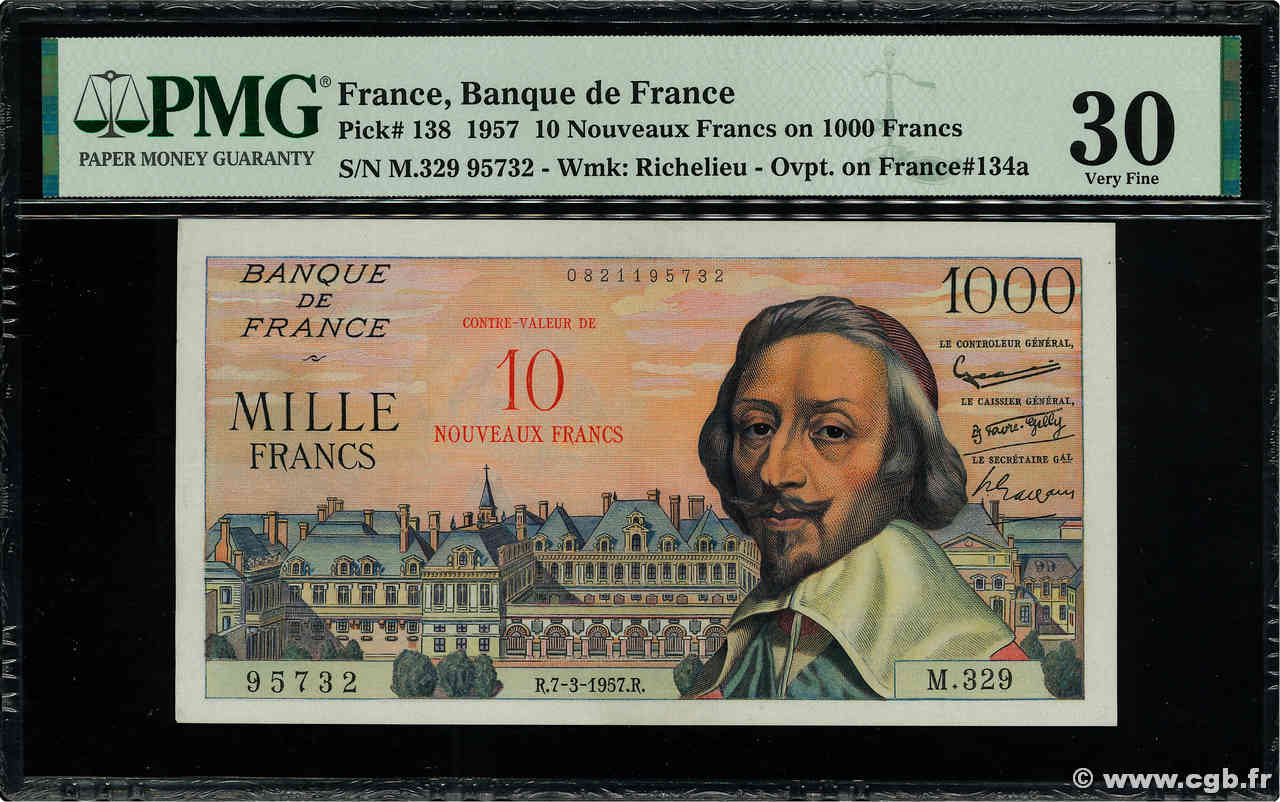 10 NF sur 1000 Francs RICHELIEU FRANCE  1957 F.53.01 VF