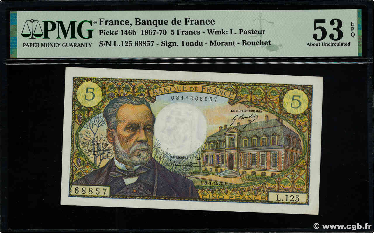 5 Francs PASTEUR FRANCIA  1970 F.61.12 SPL+