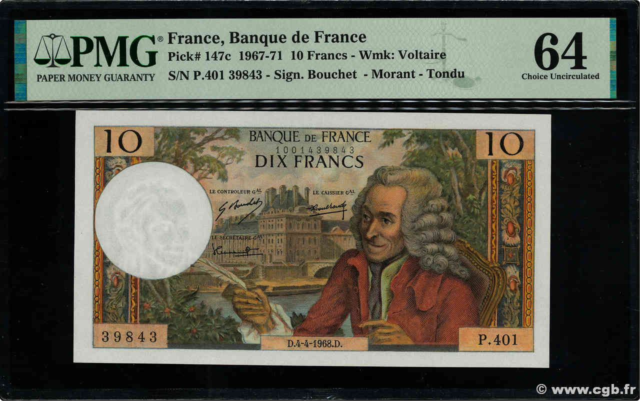 10 Francs VOLTAIRE FRANCE  1968 F.62.32 pr.NEUF