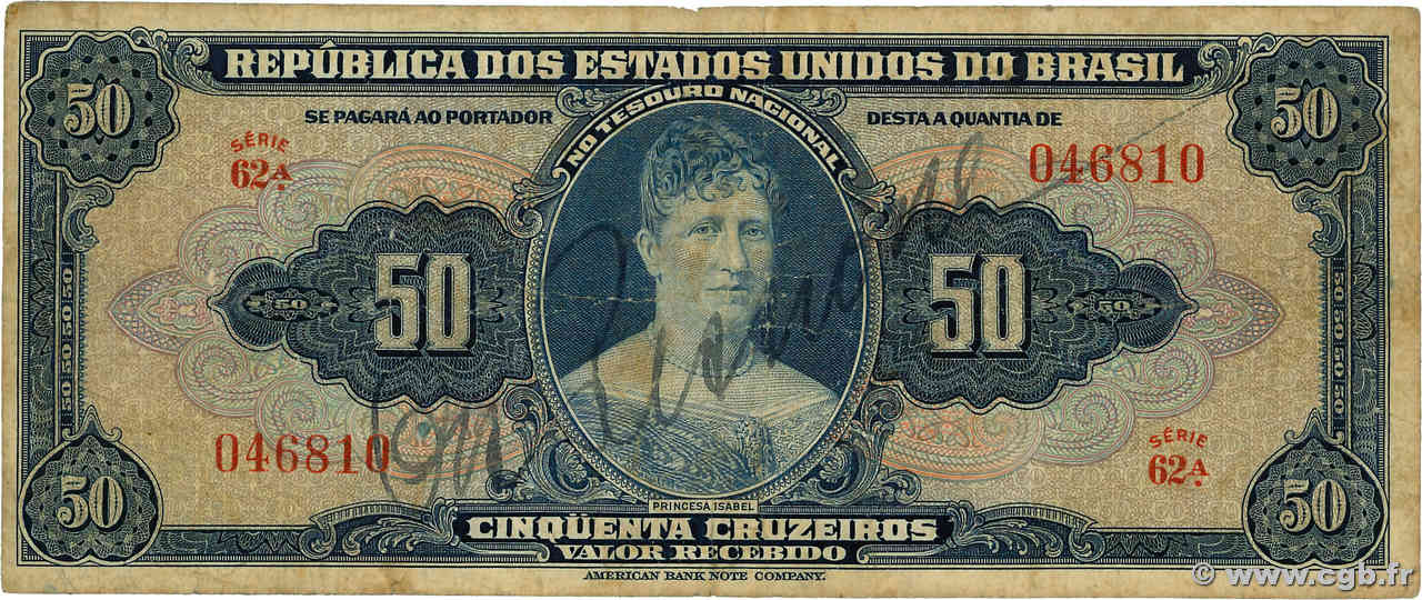 50 Cruzeiros BRASIL  1943 P.137 RC+