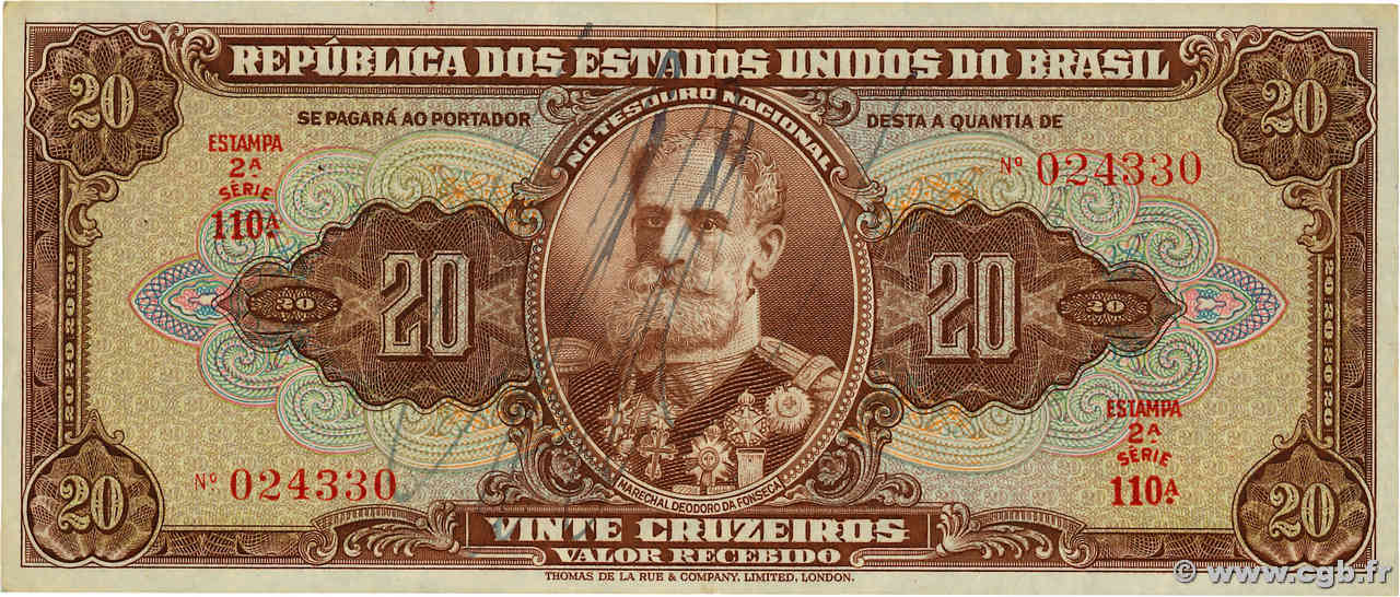 20 Cruzeiros BRASILE  1950 P.144 q.SPL