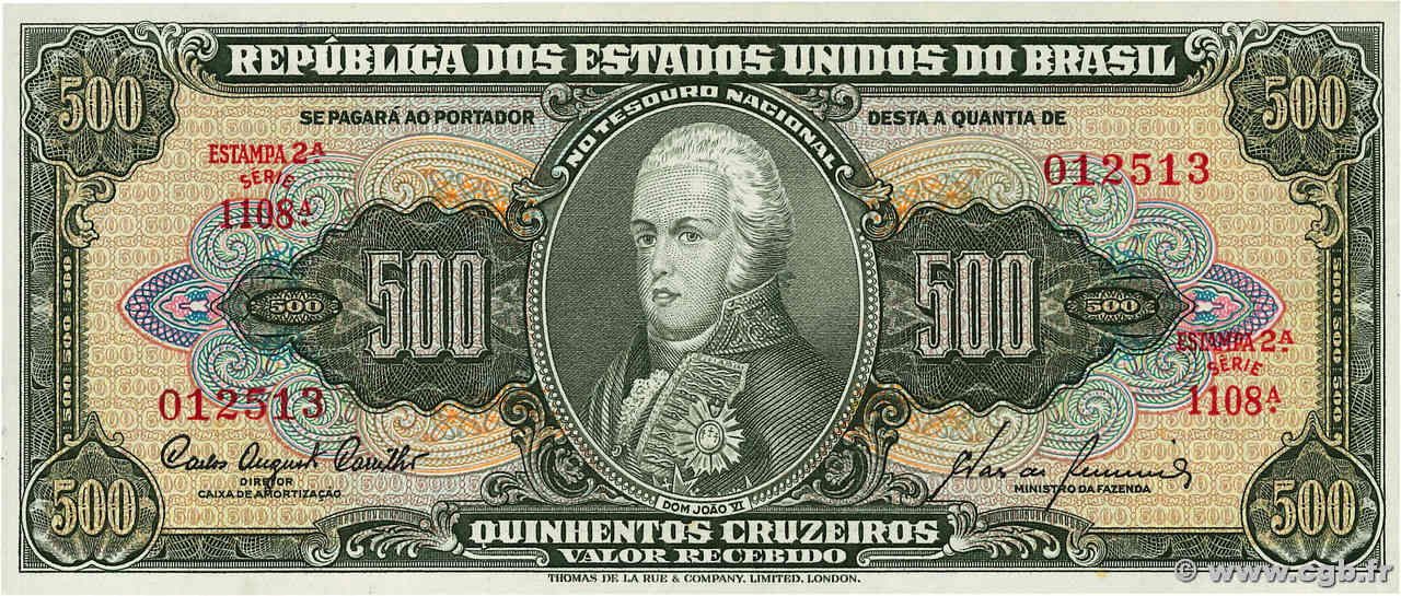 500 Cruzeiros BRÉSIL  1960 P.164d pr.NEUF