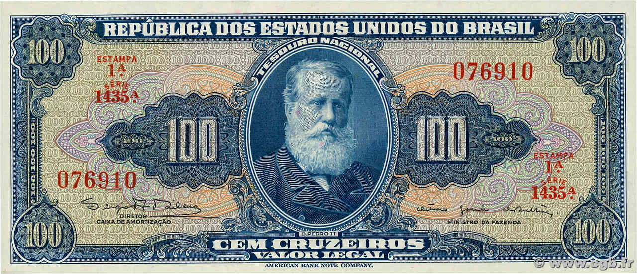 100 Cruzeiros BRASILE  1961 P.170c FDC