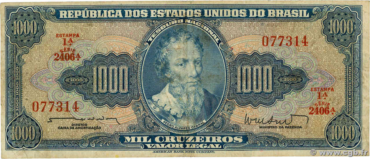 1000 Cruzeiros BRASIL  1963 P.173b BC