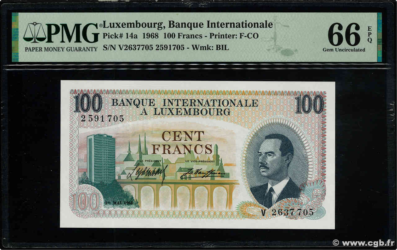 100 Francs LUXEMBOURG  1968 P.14a NEUF