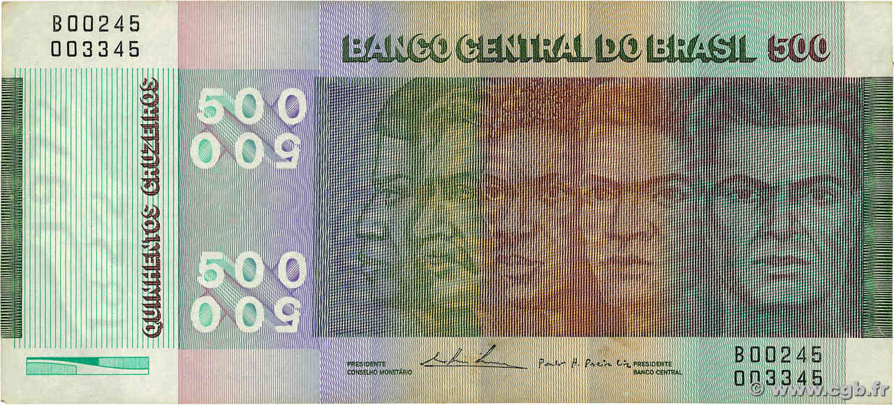 500 Cruzeiros BRAZIL  1972 P.196Aa VF