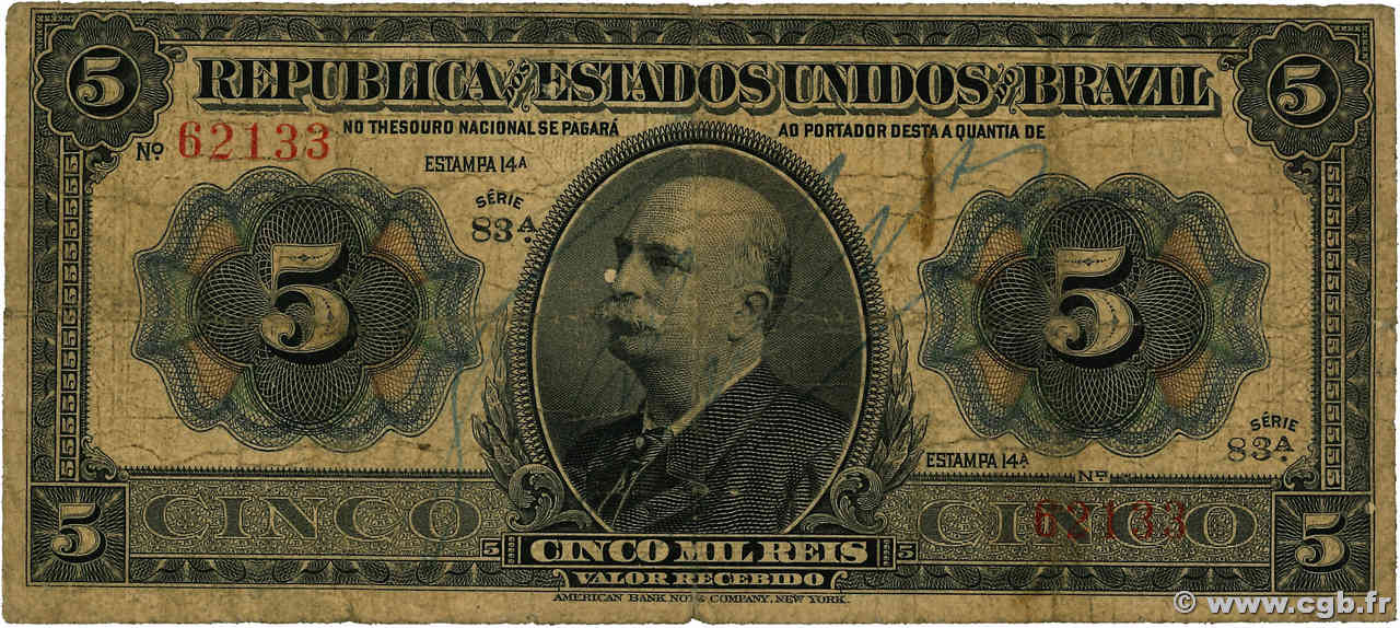 5 Mil Reis BRASIL  1913 P.024 RC