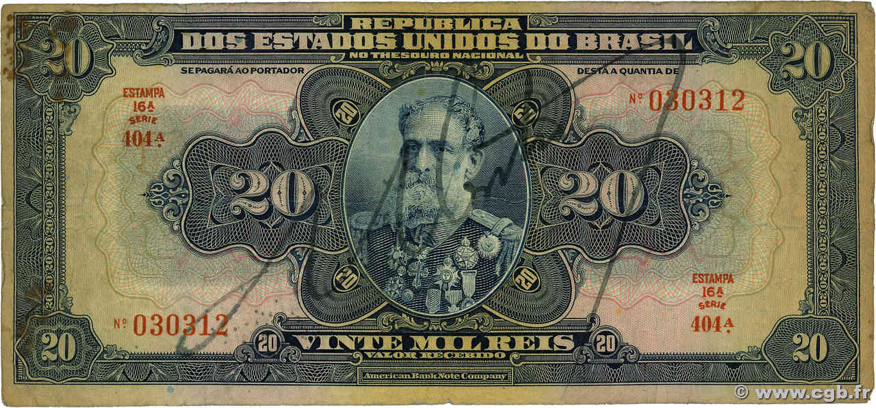 20 Mil Reis BRASIL  1931 P.048c RC+