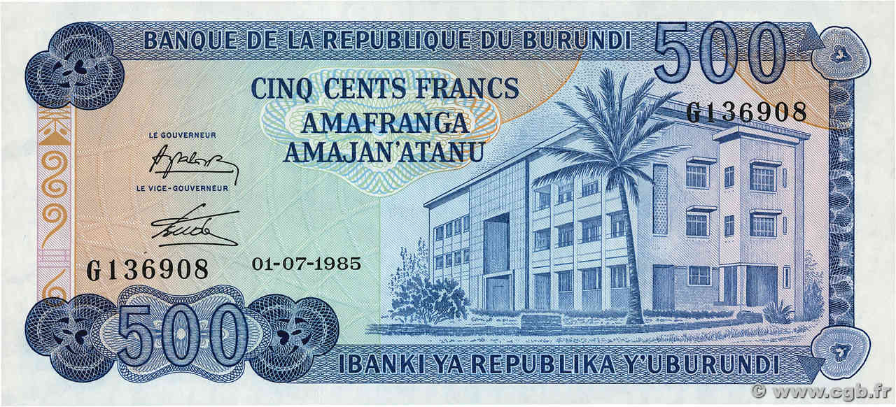 500 Francs BURUNDI  1985 P.30b SUP