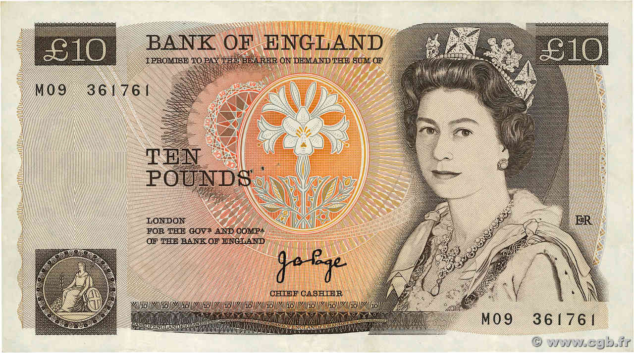 10 Pounds ENGLAND  1975 P.379a S