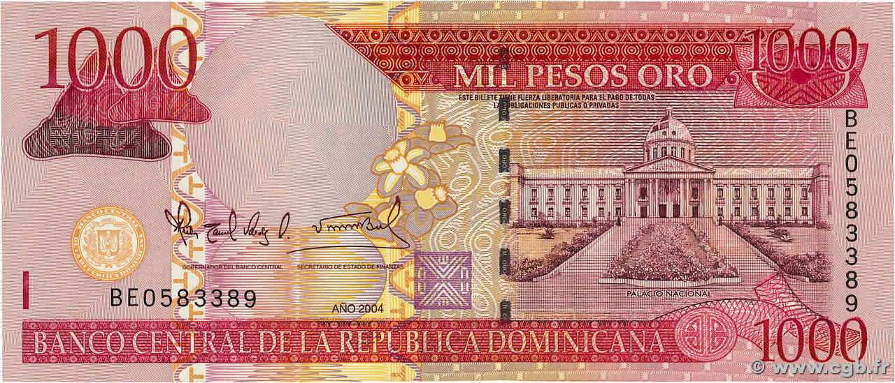 1000 Pesos Oro RÉPUBLIQUE DOMINICAINE  2004 P.173c  fST