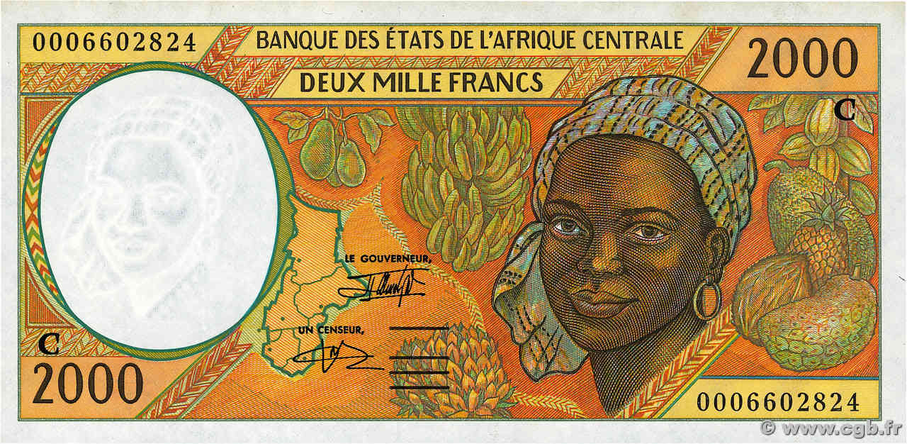 2000 Francs CENTRAL AFRICAN STATES  2000 P.103Cg AU