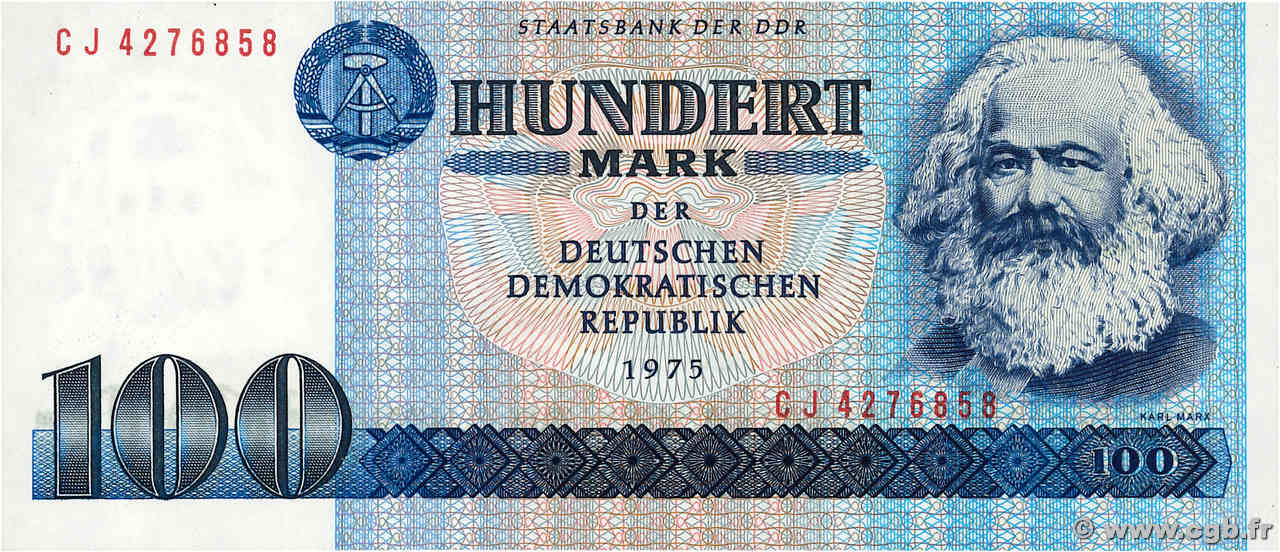 100 Mark GERMAN DEMOCRATIC REPUBLIC  1975 P.31b UNC