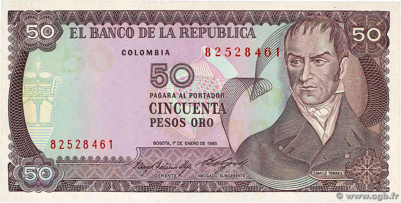 50 Pesos Oro COLOMBIE  1985 P.425a NEUF