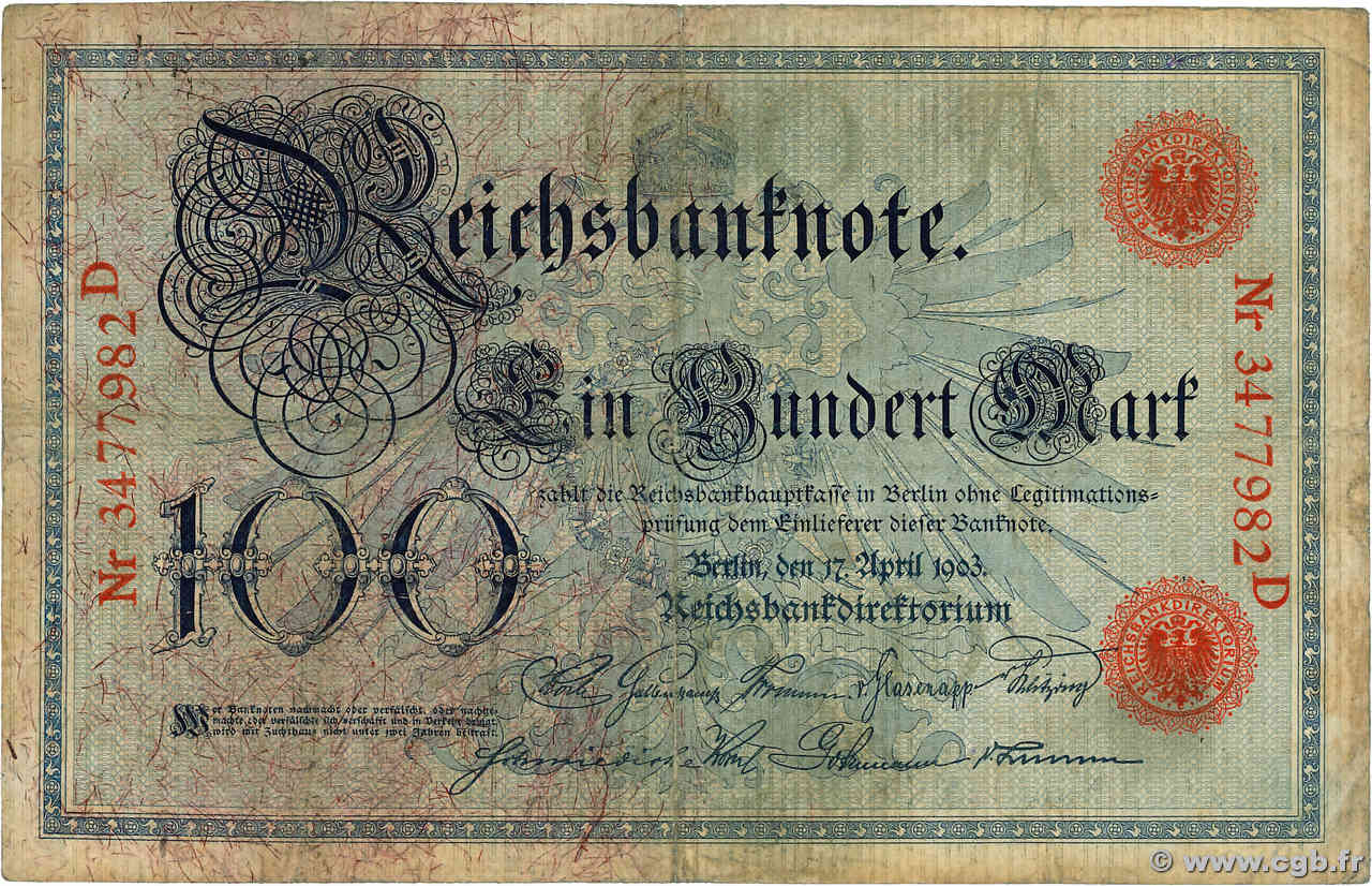100 Mark ALLEMAGNE  1903 P.022 TB