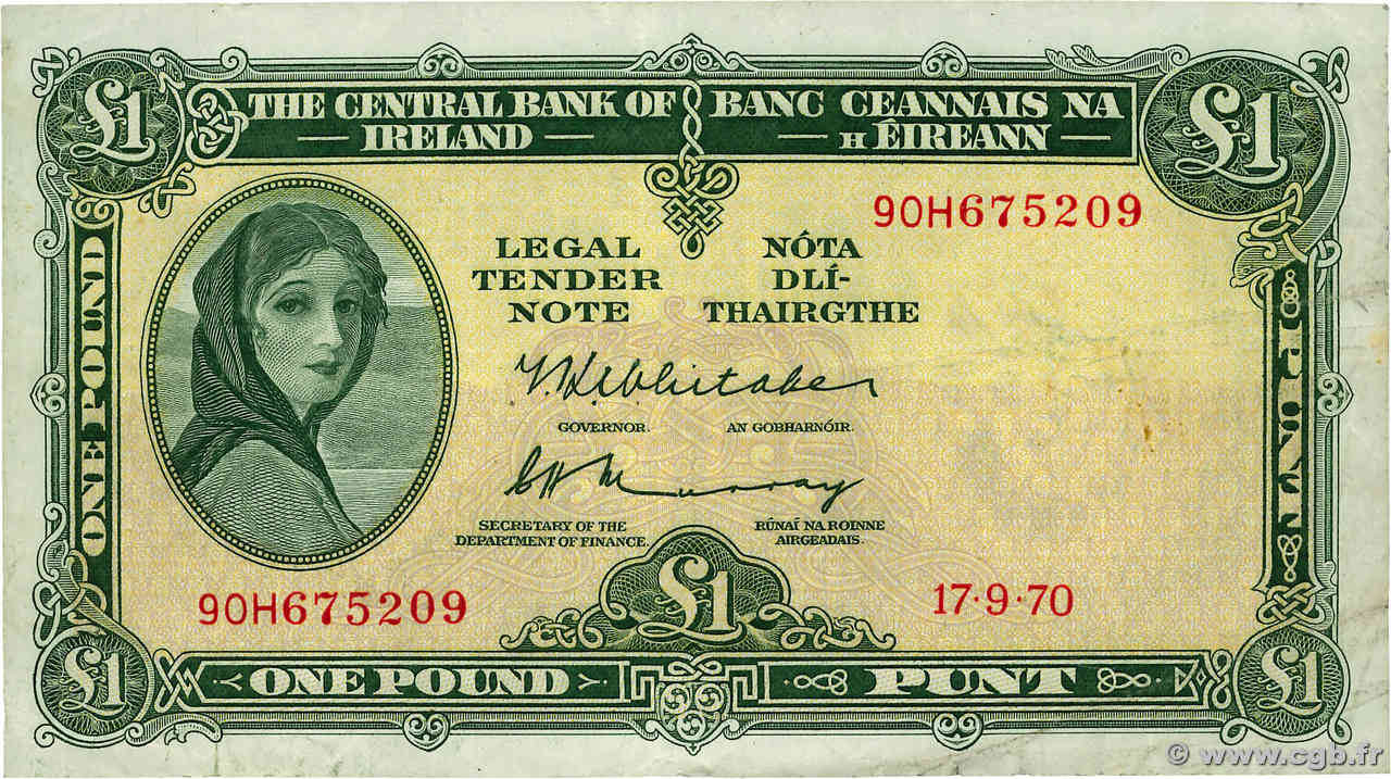 1 Pound IRELAND REPUBLIC  1970 P.064b VF-
