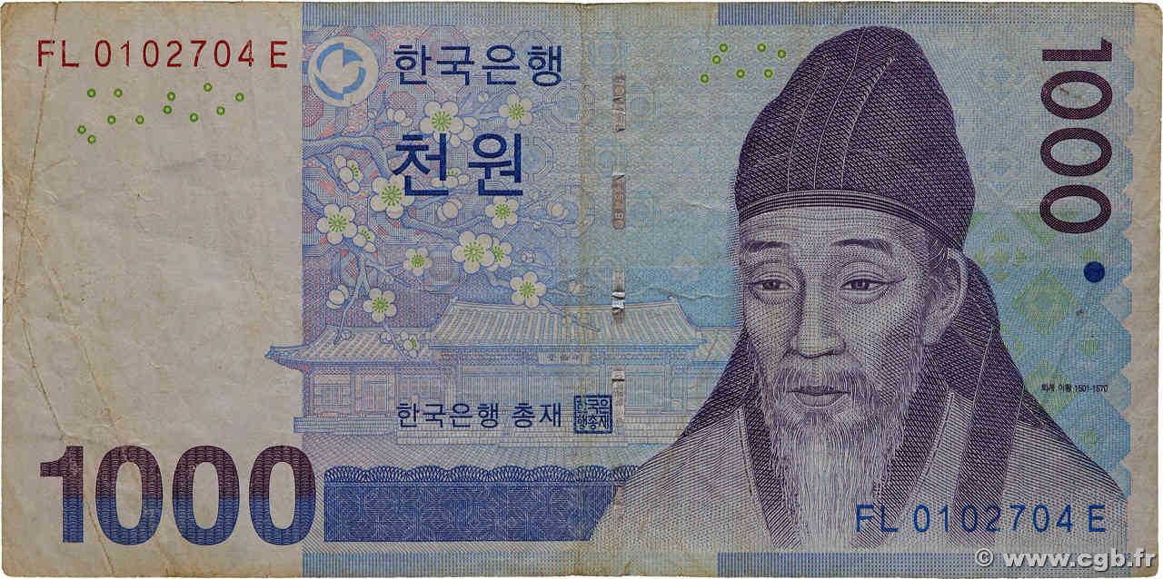 1000 Won SOUTH KOREA   2007 P.54a VG