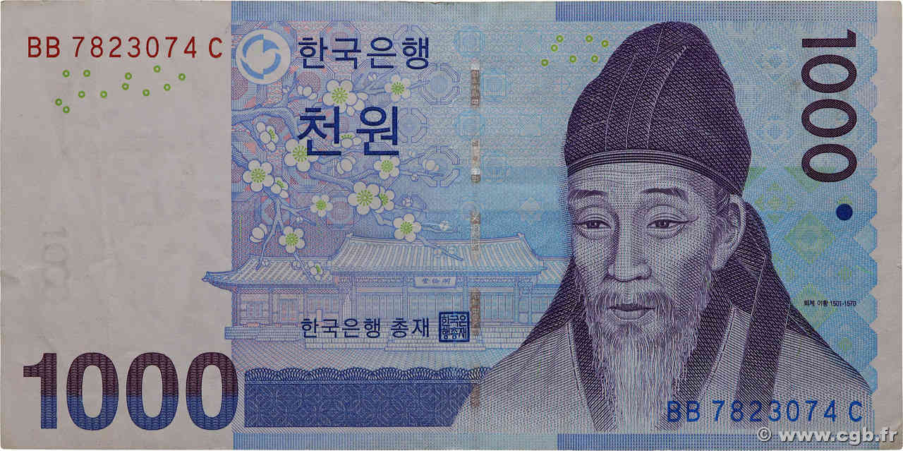 1000 Won CORÉE DU SUD  2007 P.54a pr.TTB
