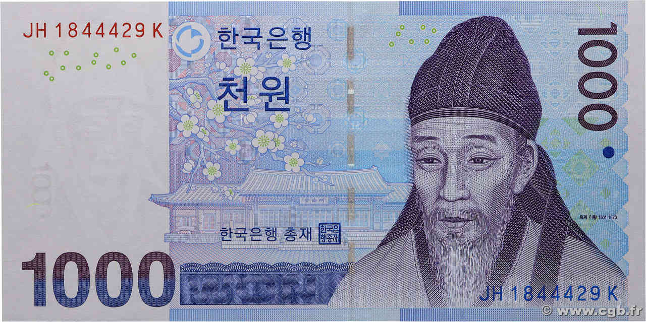 1000 Won CORÉE DU SUD  2007 P.54a NEUF