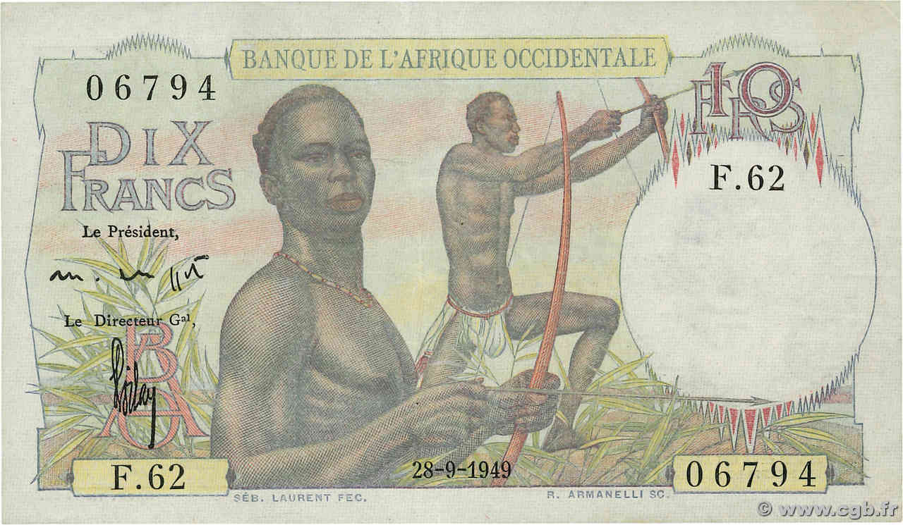 10 Francs AFRIQUE OCCIDENTALE FRANÇAISE (1895-1958)  1949 P.37 TTB+