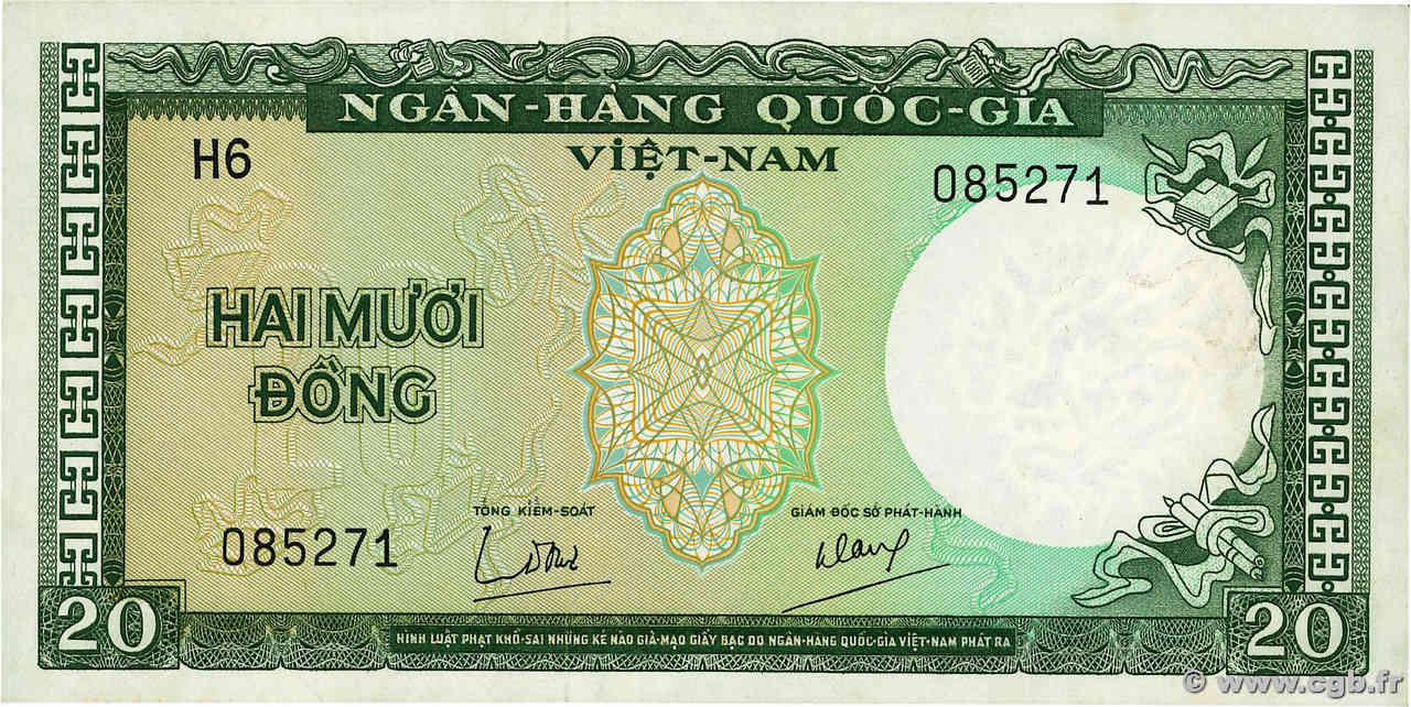 20 Dong VIET NAM SUD  1964 P.16a SPL+