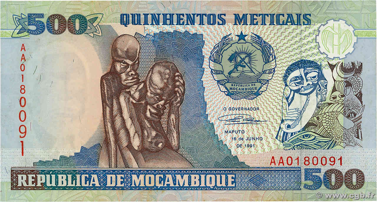 500 Meticais MOZAMBIQUE  1991 P.134 SC+