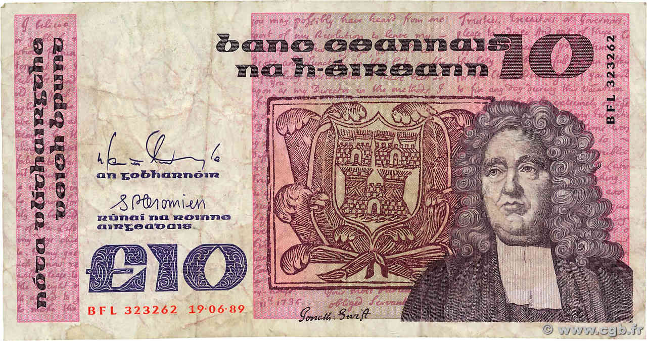 10 Pounds IRLANDE  1990 P.072c TB