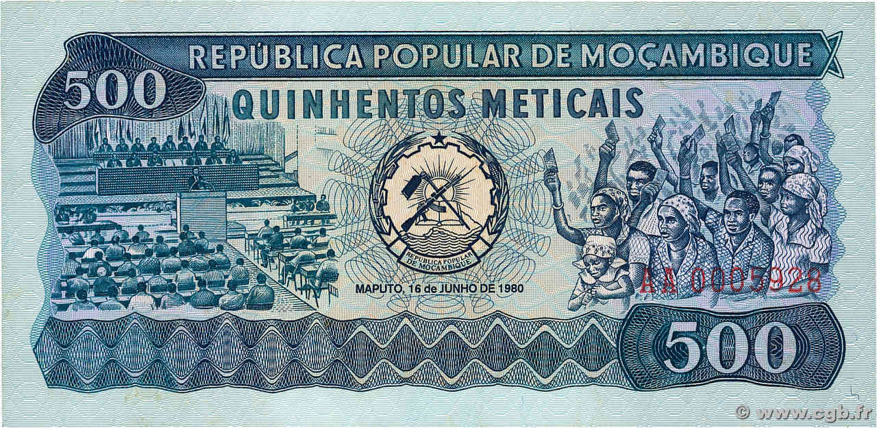 500 Meticais MOZAMBICO  1980 P.127 q.FDC