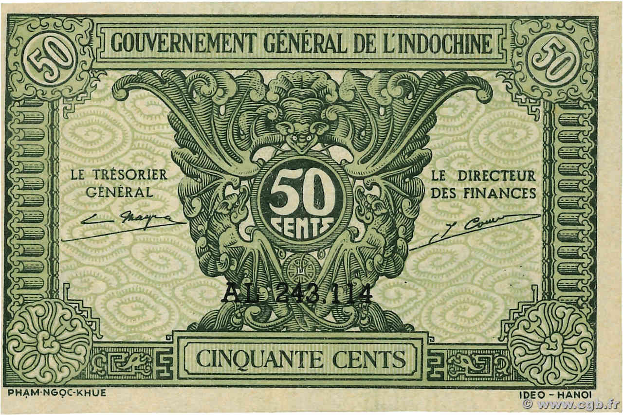 50 Cents INDOCHINE FRANÇAISE  1942 P.091a pr.NEUF