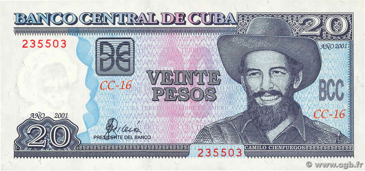 20 Pesos CUBA  2001 P.118c SC+