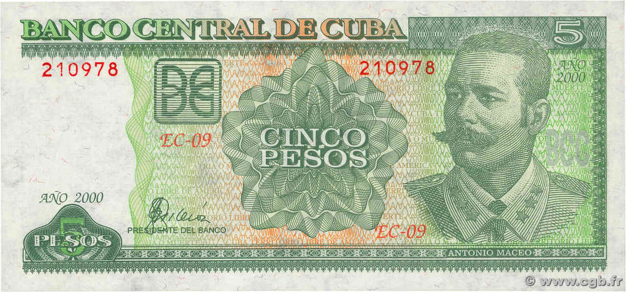 5 Pesos CUBA  2000 P.116c q.FDC