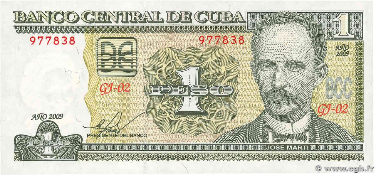 1 Peso CUBA  2009 P.128d pr.NEUF