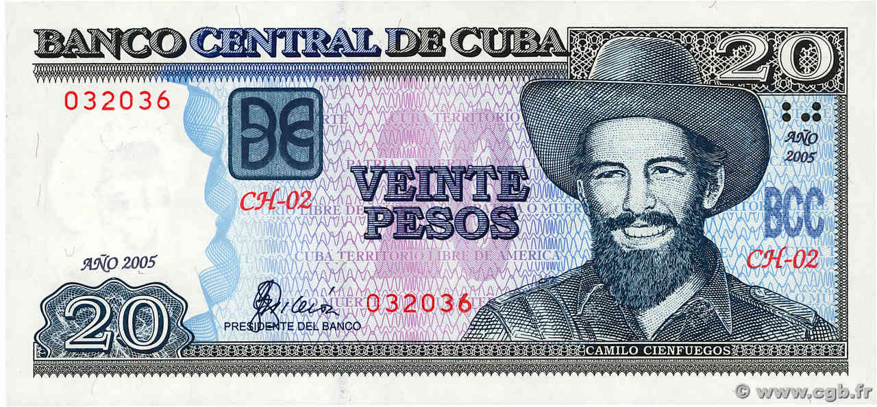 20 Pesos CUBA  2005 P.122b FDC