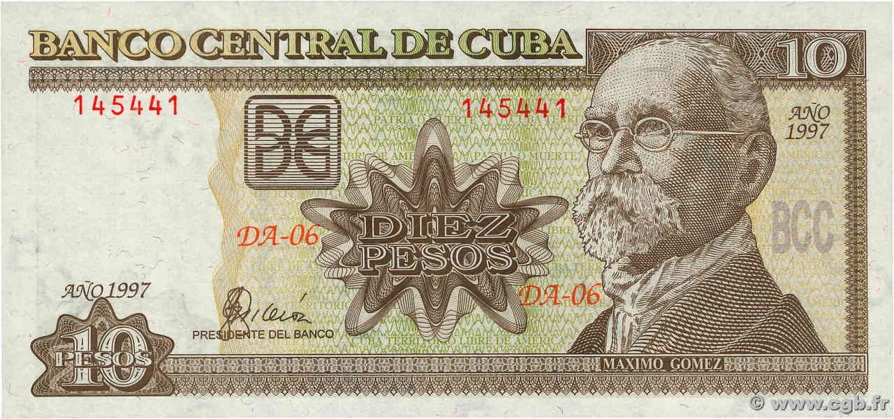 10 Pesos CUBA  1997 P.117a UNC