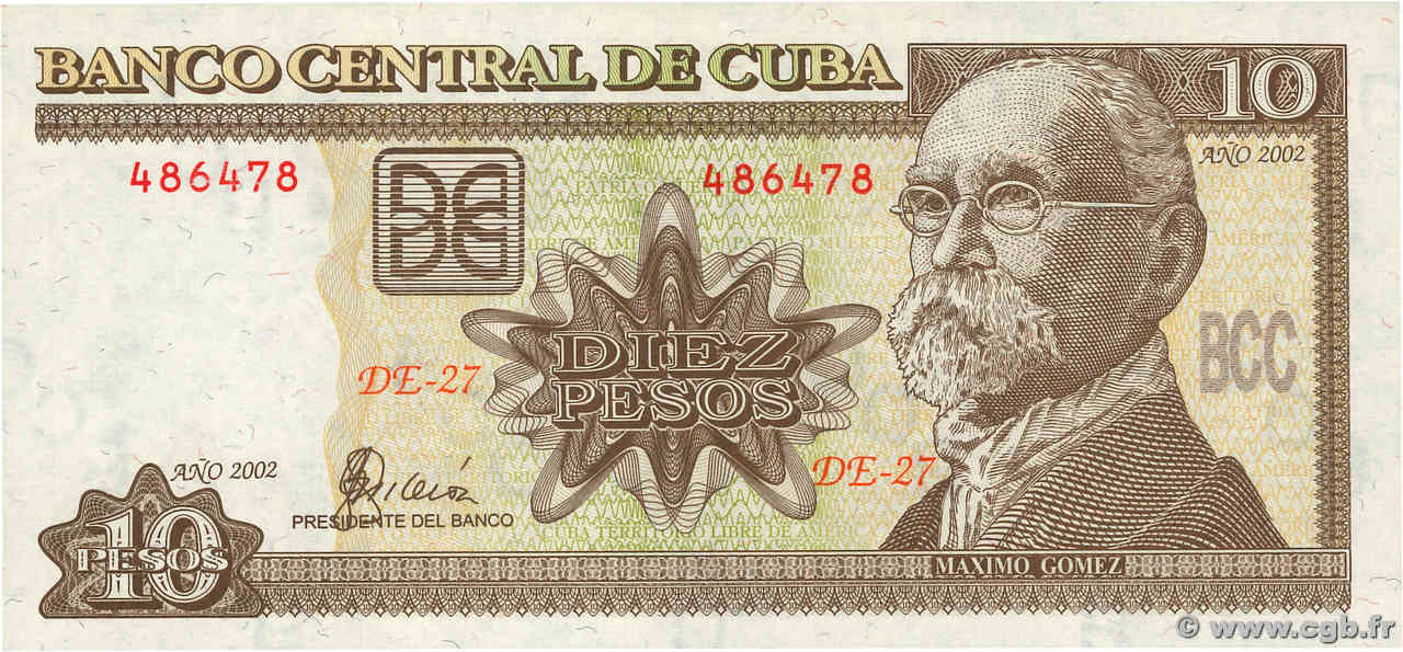 10 Pesos KUBA  2002 P.117e ST