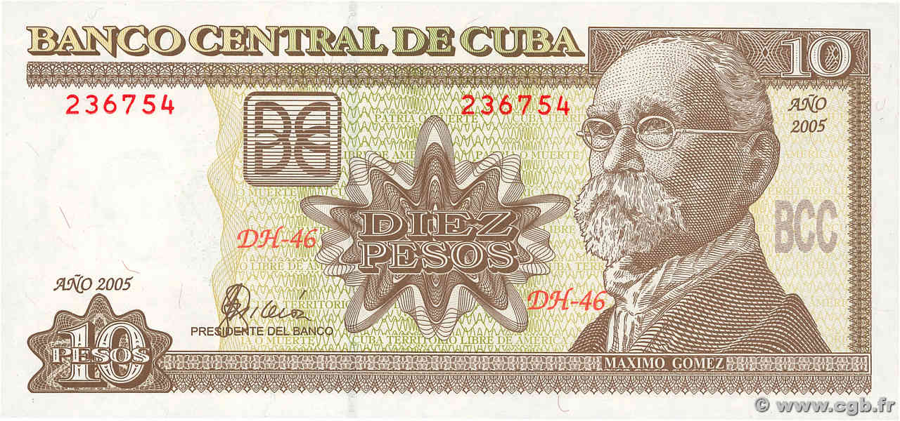 10 Pesos CUBA  2005 P.117h UNC