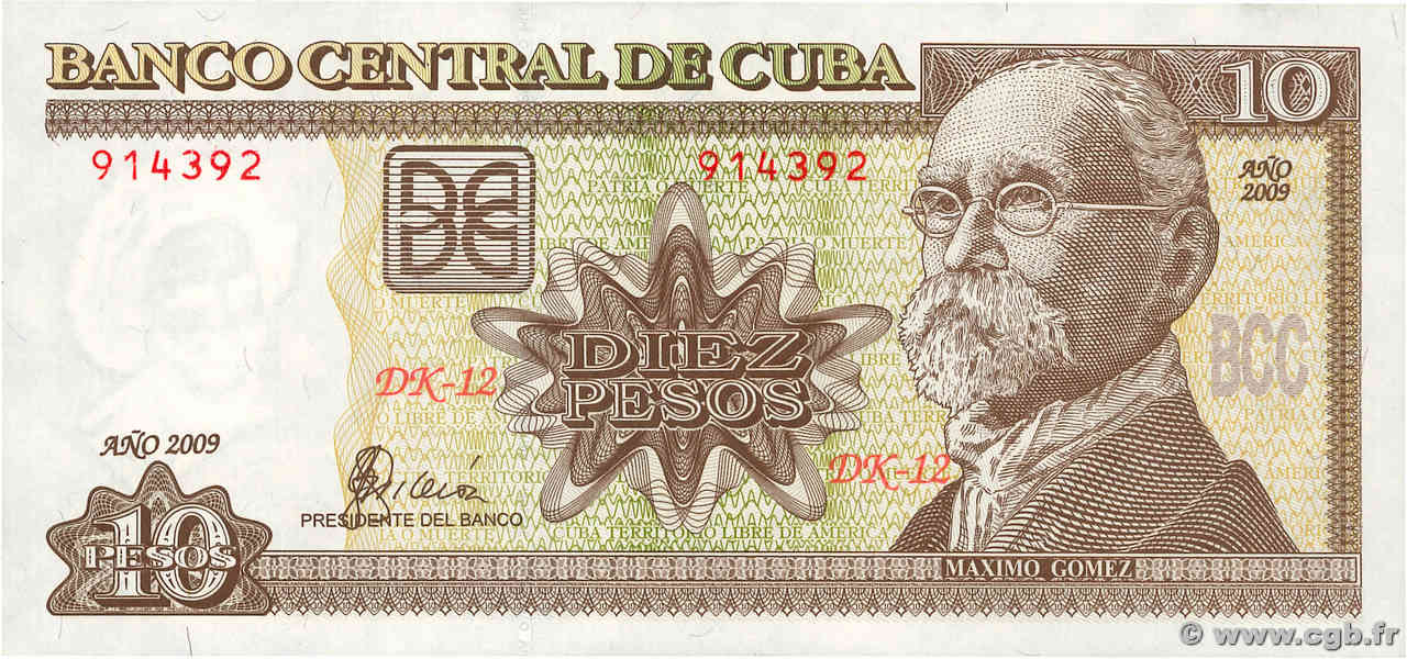 10 Pesos KUBA  2009 P.117k fST