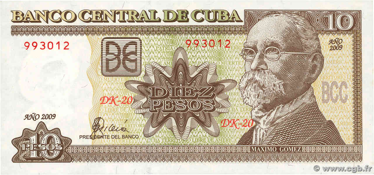 10 Pesos CUBA  2009 P.117k FDC