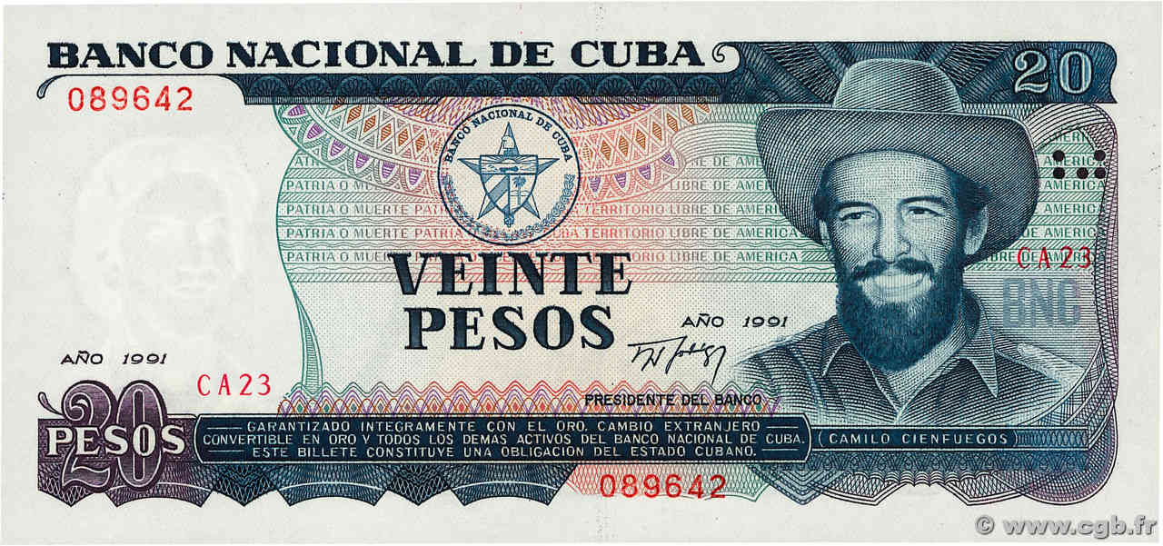 20 Pesos KUBA  1991 P.110a ST