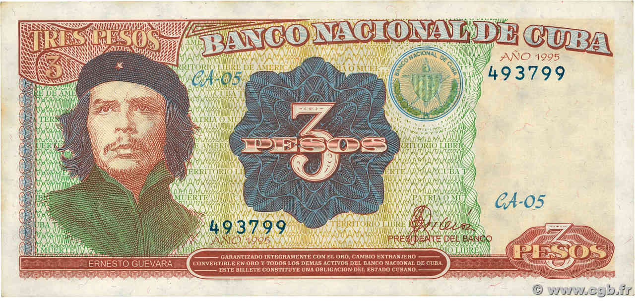 3 Pesos KUBA  1995 P.113 VZ