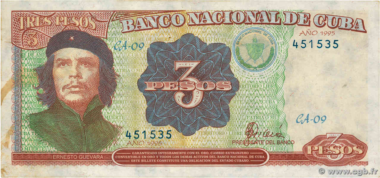 3 Pesos CUBA  1995 P.113 VF-