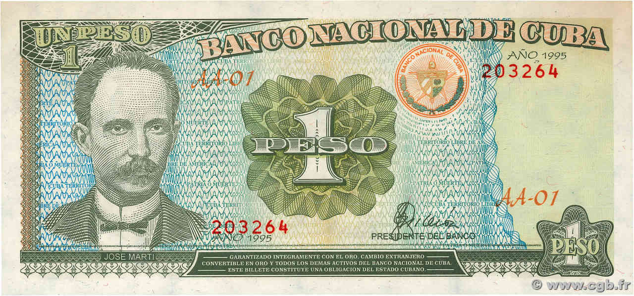 1 Peso CUBA  1995 P.112 UNC-