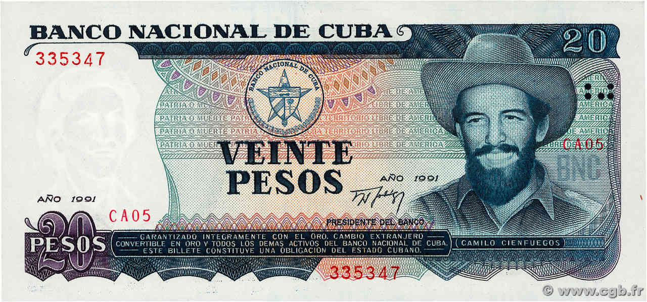 20 Pesos CUBA  1991 P.110a FDC